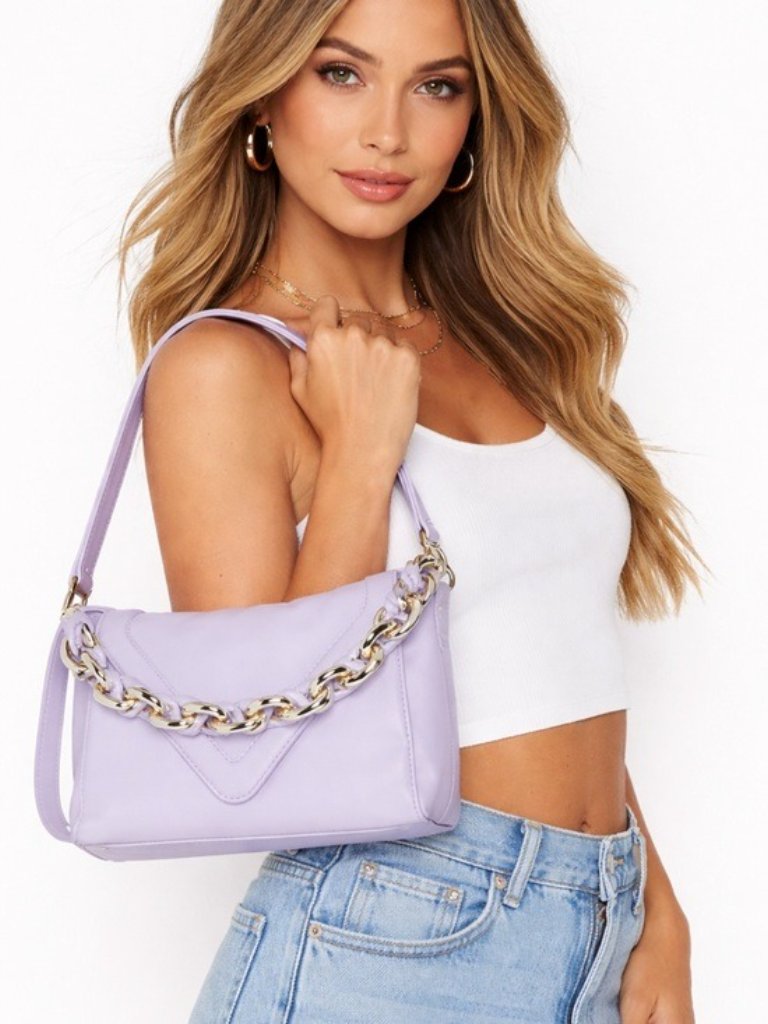 Nwt Vince Camuto Leather Lyona Convertible Crossbody Bag Chain Strap In Violet